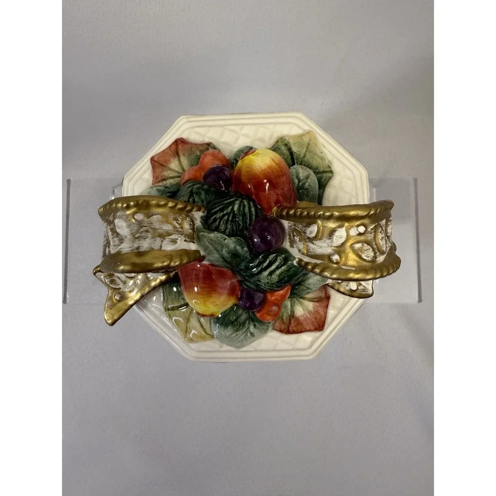 Fitz and Floyd Holiday Classics Hand Crafted‎ Candy Jar With Lid Beautiful 5